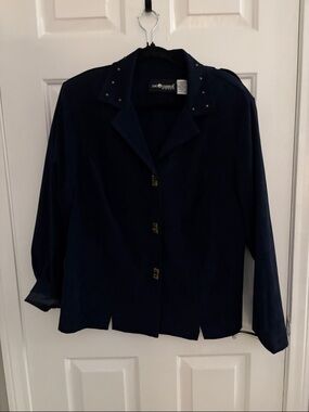 Vintage Sag Harbor Navy Button-Front Shirt with Stud Accents